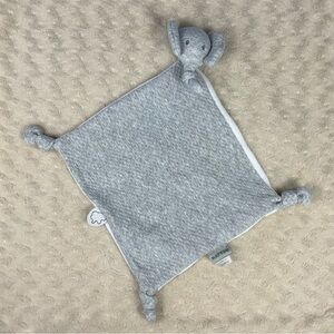 Nattou Elephant Lovey Security Blanket Gray White Quilted Knotted Corners